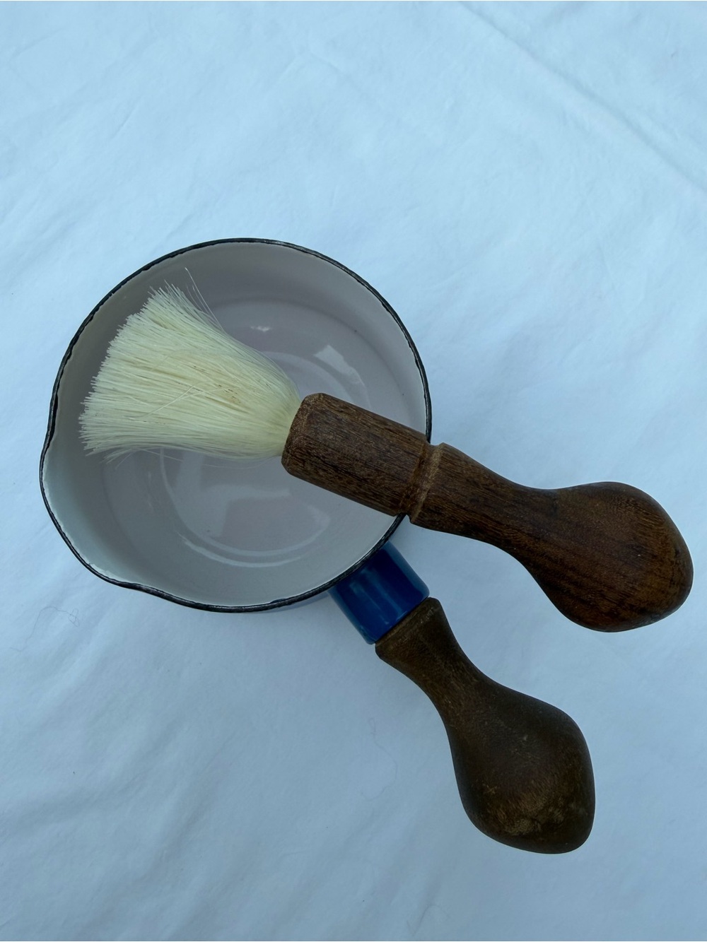 Vtg MCM Dansk Kobenstyle Butter Warmer Saucepan Cobalt Blue w/Brush Teak Handle